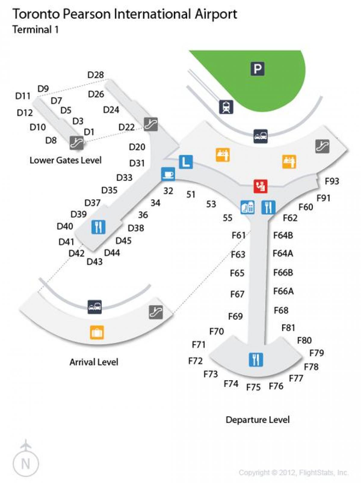 Kartu za Toronto Pearson terminal međunarodnog aerodroma u 1
