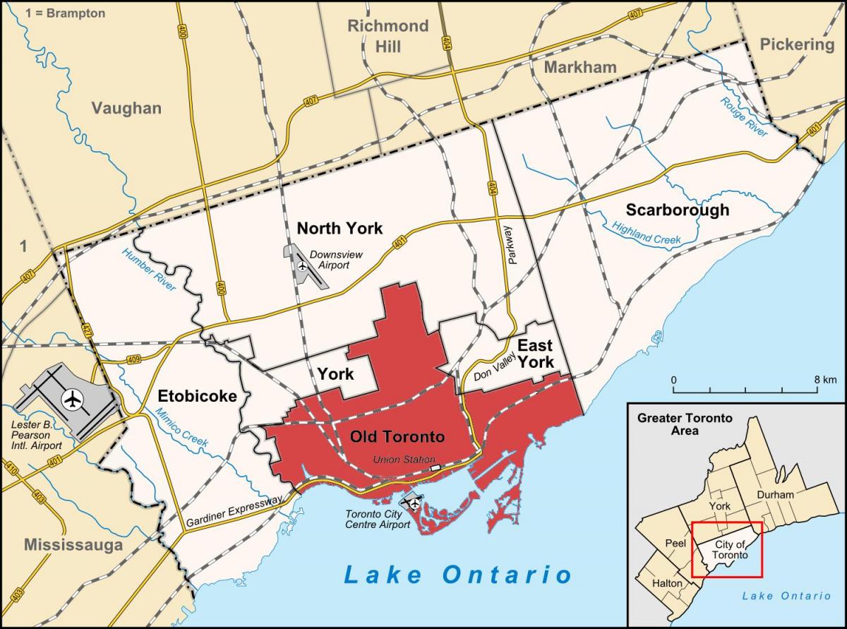 Kartu za Toronto oblast