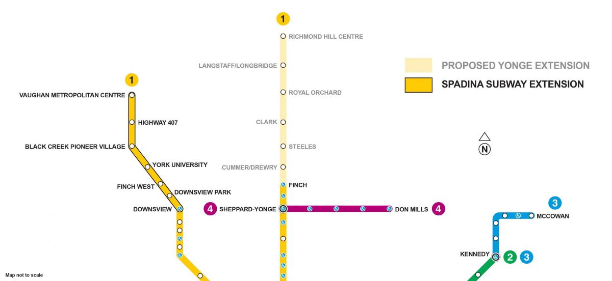 Kartu za Toronto podzemnoj produženje
