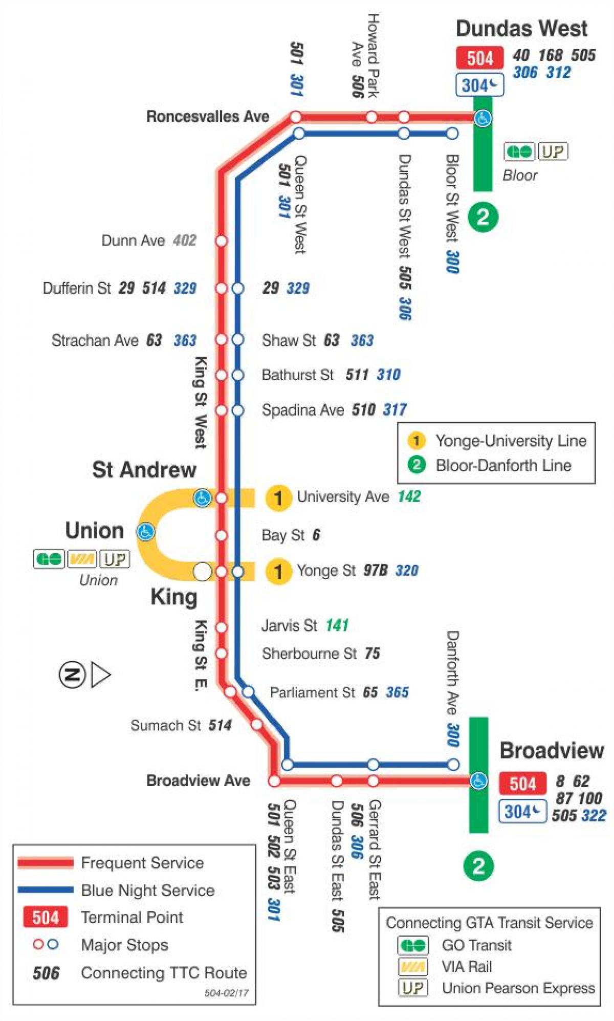 Mapa tramvaj liniju 504 Kralj