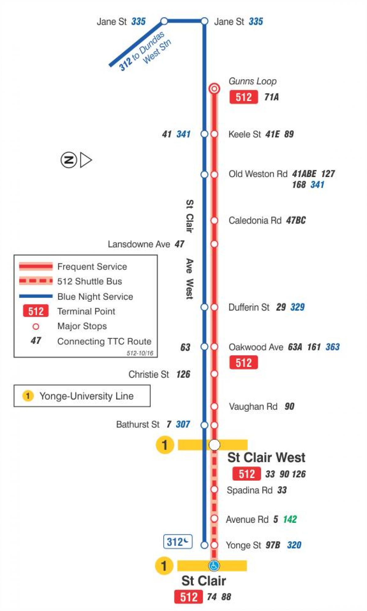 Mapa tramvaj liniju 512 Clair