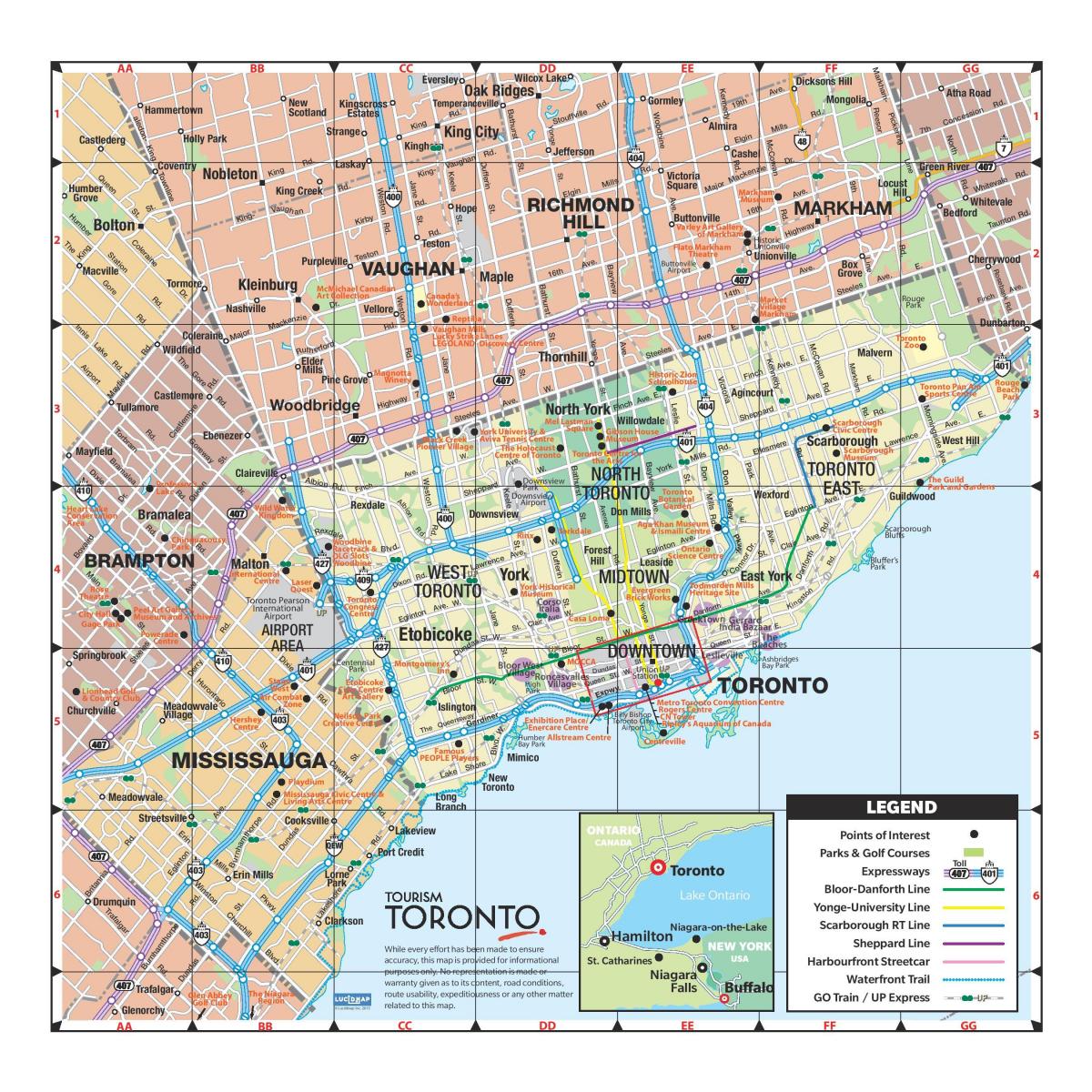 Mapa Turističke Torontu