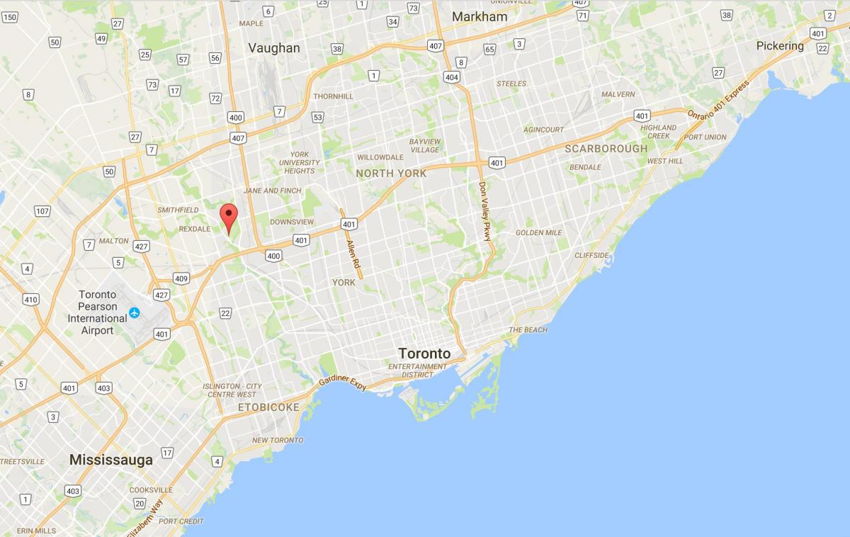Mapa Brijestova distriktu Torontu