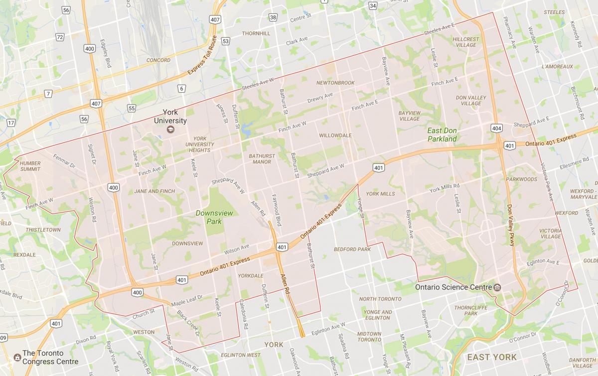Karta u Gradu Torontu susjedstvu Torontu