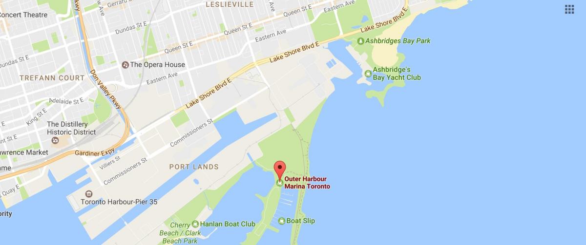 Mapa Vanjski luke marina Torontu