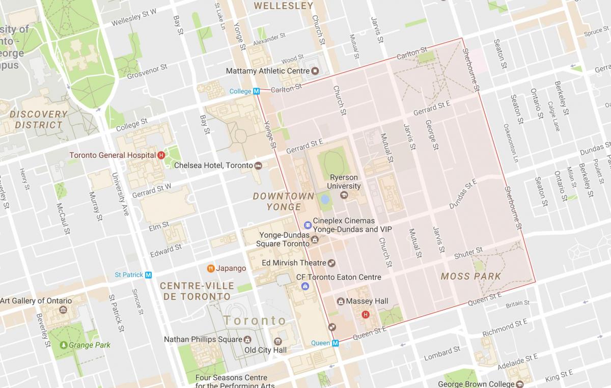 Mapa Vrt Distriktu Torontu Grad