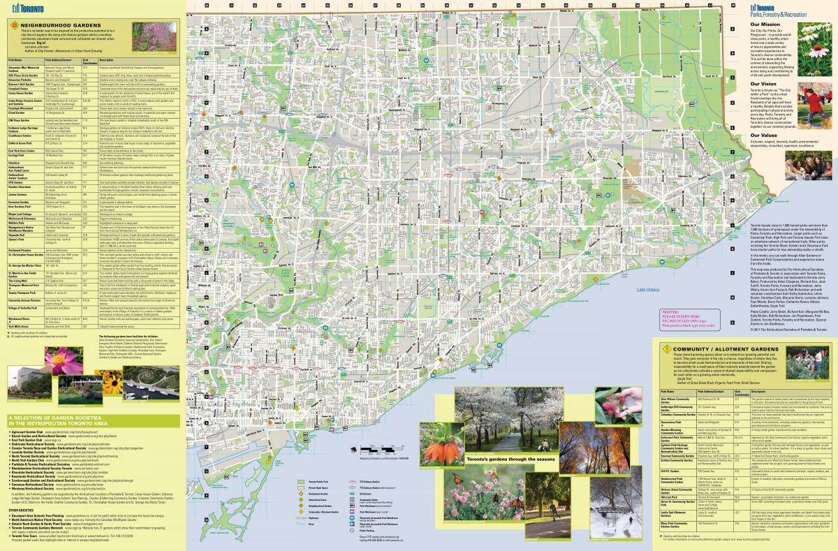 Mapa vrtovima Torontu istoku