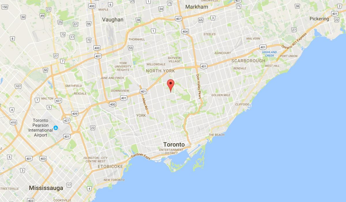 Mapa Wanless Park okrugu Torontu