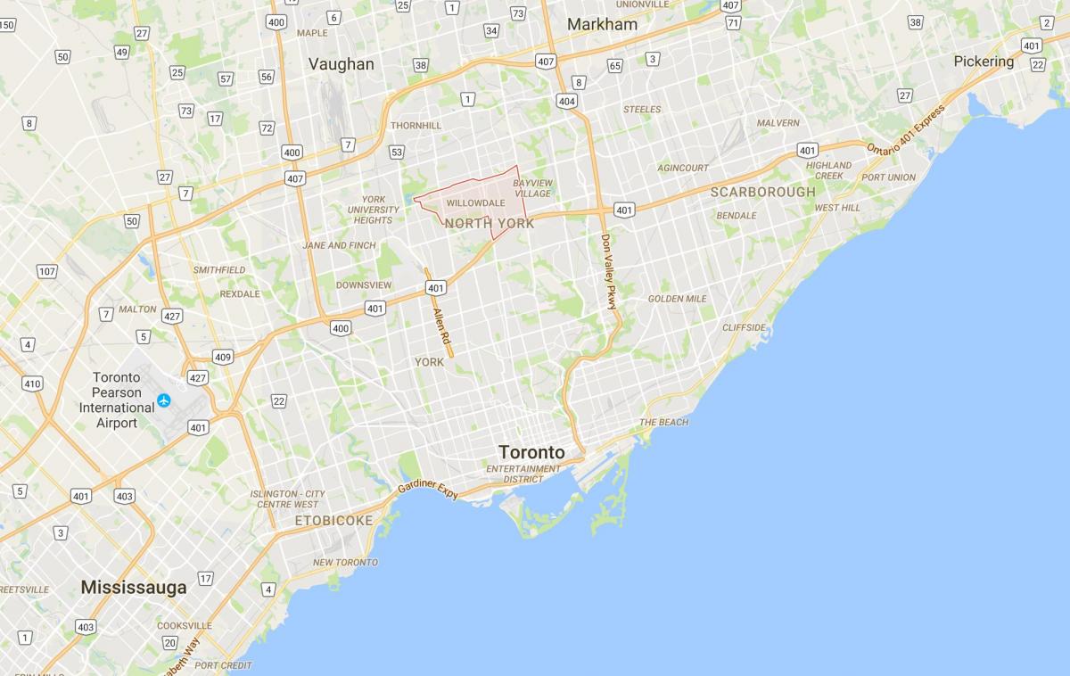 Mapa Willowdale distriktu Torontu