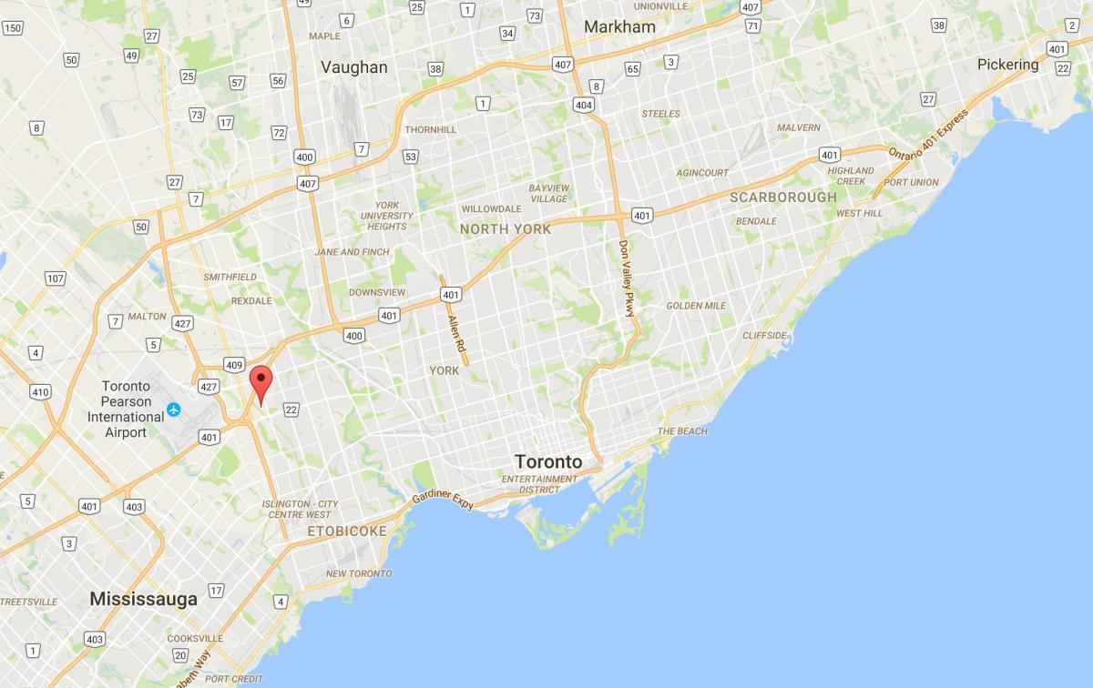 Mapa Willowridge distriktu Torontu