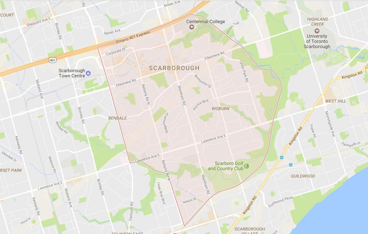 Mapa Woburn susjedstvu Torontu