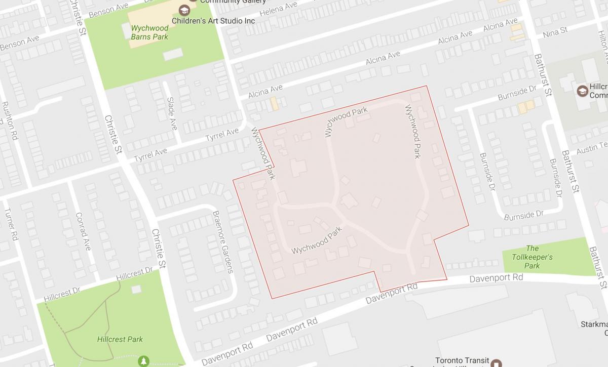 Mapa Wychwood Park susjedstvu Torontu