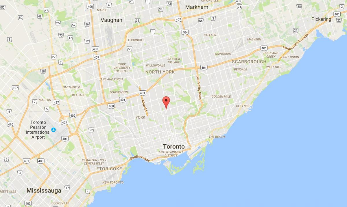 Mapa Yonge i Eglinton distriktu Torontu