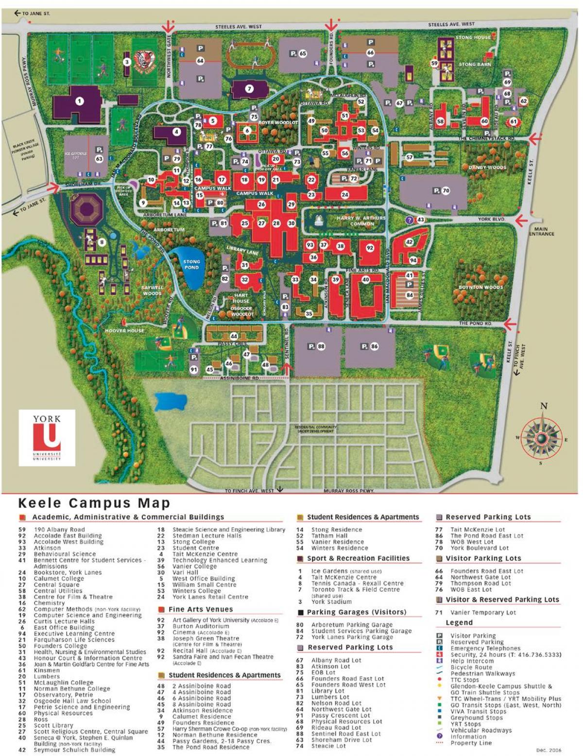 Mapa York univerziteta keele kampusu