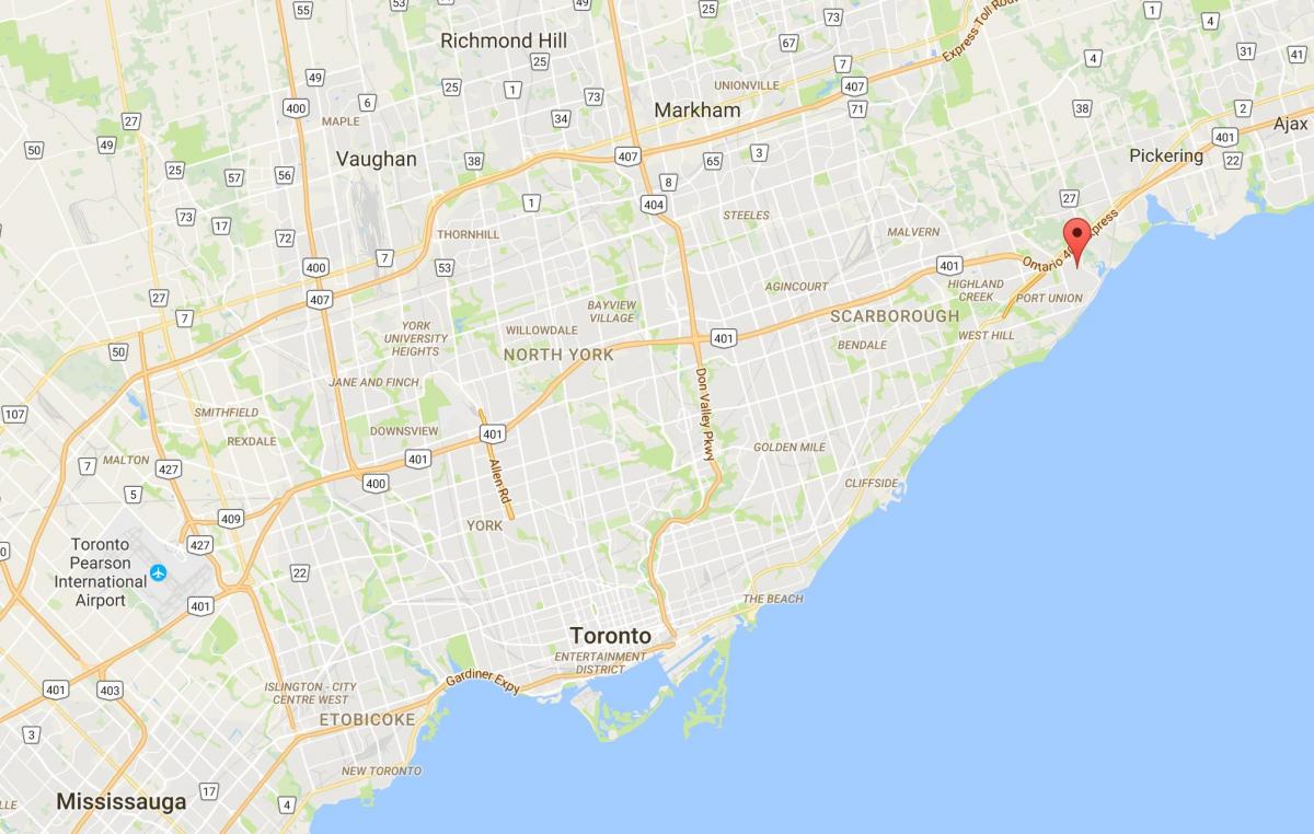 Mapa na Zapad Rouge distriktu Torontu