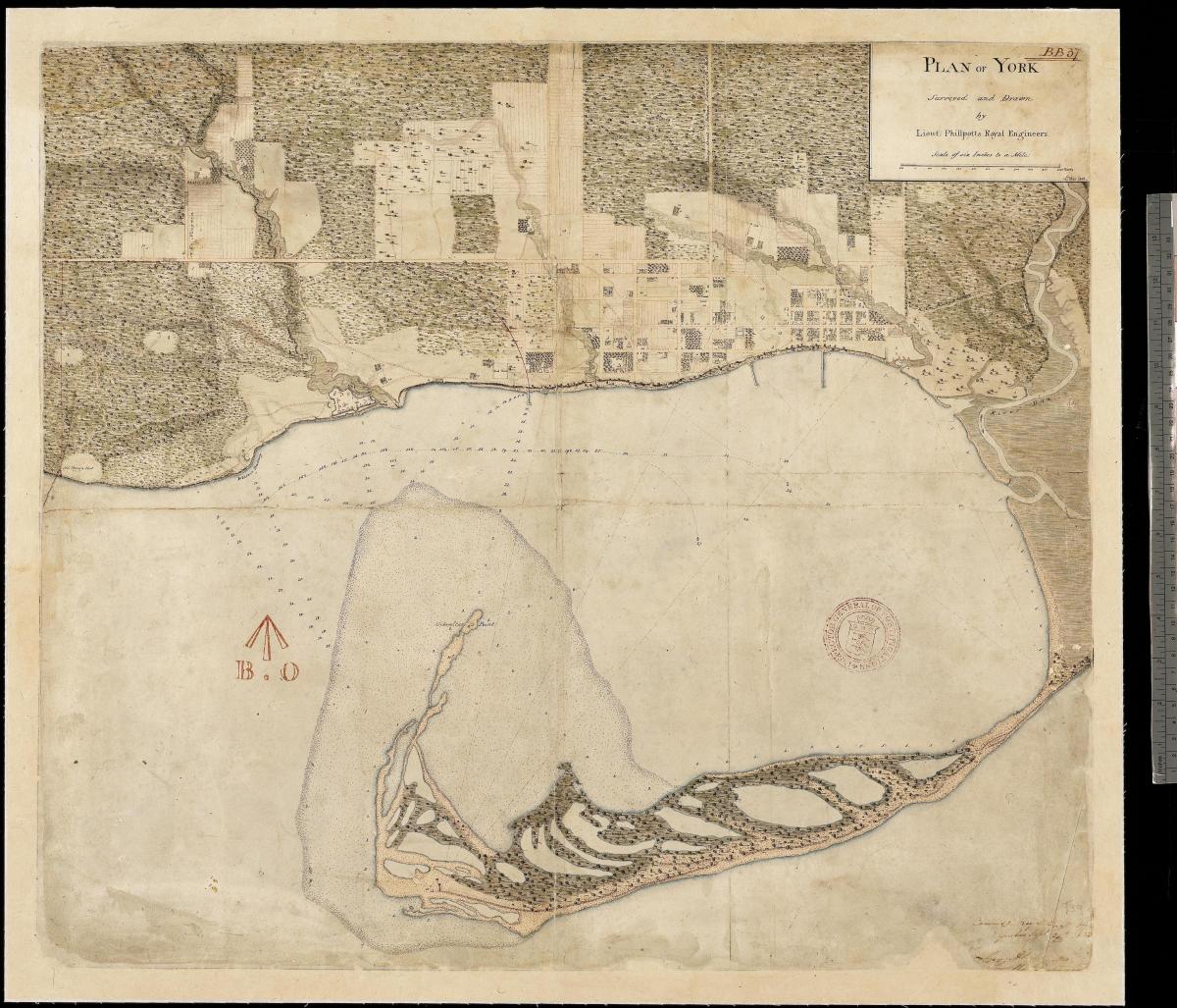 Mapa zemlju York Toronto je prvi centure 1787-1884