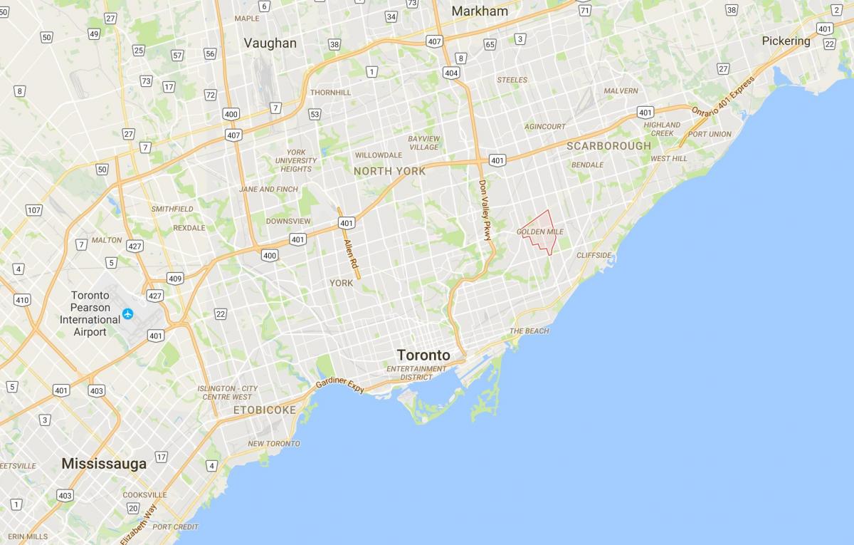 Mapa Zlatni Milje distriktu Torontu