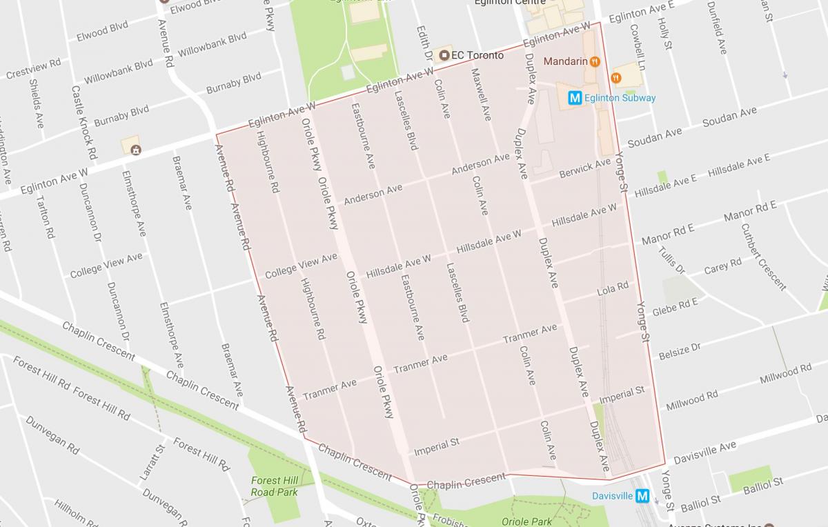 Mapa Čaplin Imanja susjedstvu Torontu