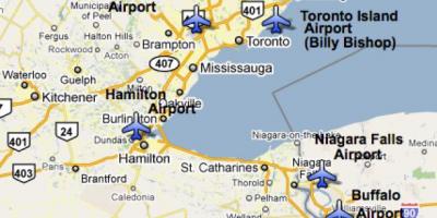 Mapa Aerodrome u blizini Torontu