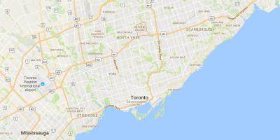 Mapa Bayview Selo distriktu Torontu