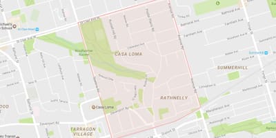 Mapa na Jug Hill susjedstvu Torontu