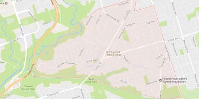 Mapa o'konor–Parkview susjedstvu Torontu