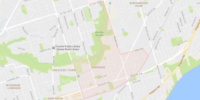 Mapa Okridž susjedstvu Torontu