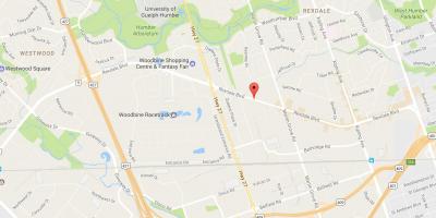 Mapa Rexdale bulevaru Torontu