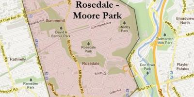 Mapa Rosedale Moore Park Torontu