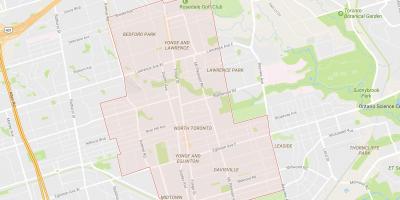 Mapa na Sjever susjedstvu Torontu