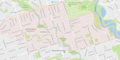 Mapa Sunnylea susjedstvu susjedstvu Torontu
