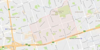 Mapa Tam O'Shanter – Sullivan susjedstvu Torontu