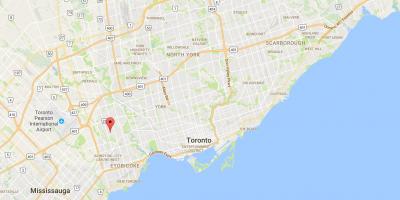 Mapa Thorncrest Selo distriktu Torontu