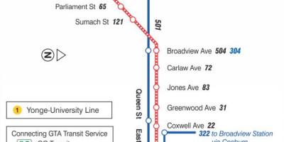 Mapa tramvaj liniju 503 Kingston Put
