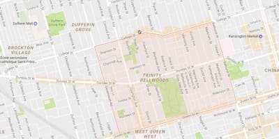 Mapa Trinity–Bellwoods susjedstvu Torontu