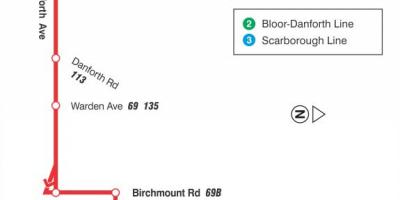 Mapa TTC 20 Cliffside autobusnu rutu Torontu