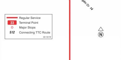 Mapa TTC 33 Forest Hillu autobusnu rutu Torontu