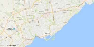 Mapa York Mills distriktu Torontu