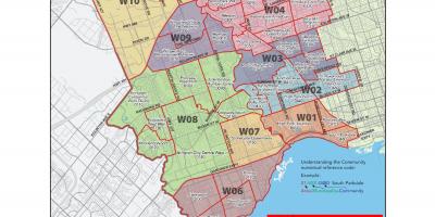 Mapa na zapad Torontu